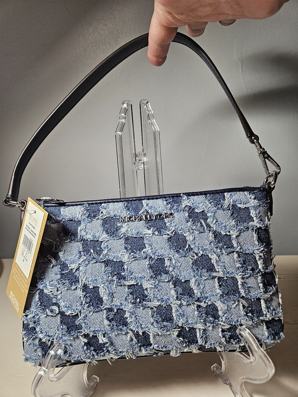 NWT Michael Kors Jet Set Travel Small Patchwork Denim Convertible Wristlet Bag